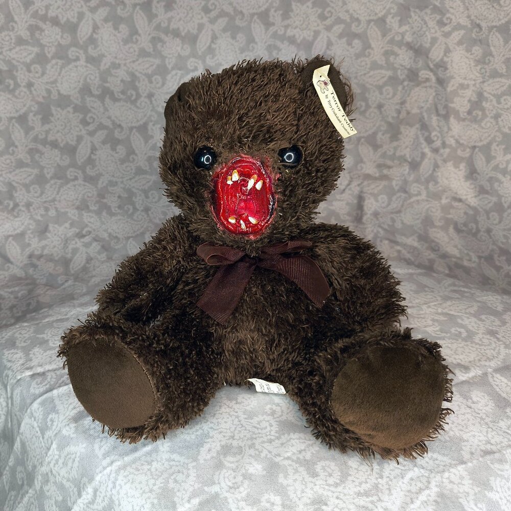 14" "Terror Teddy" bear hand made by the late artist Terry Cruikshank